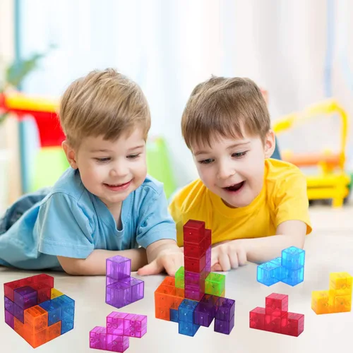 Miniatura 6 de WorWoder Bloques de construcción magnéticos para niños, cubos magnéticos 3D rompecabezas mágicos, juego de 7 bloques magnéticos de múltiples formas