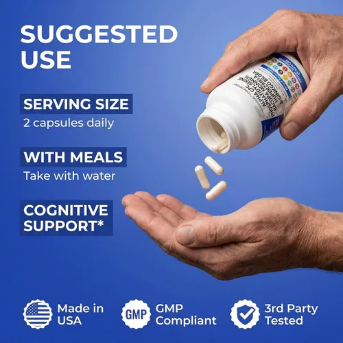 Miniatura 6 de Clean Nutraceuticals Alpha GPC Colina Fosfatidilserina Bacopa Monnieri Ginkgo Biloba Huperzina A Suplemento con Urdina, Mane de León, Garra de Gato