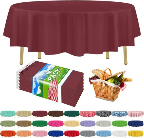 Miniatura 109 de Zimpleware - Mantel redondo de plástico para fiestas de 213 cm (84 pulgadas) de diámetro (paquete de 1, 6 y 12 unidades)