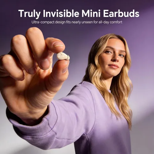 Miniatura 6 de Xmenha Juego de mini auriculares invisibles pequeños para dormir, color morado, inalámbrico, Bluetooth, para orejas pequeñas, canales de lado