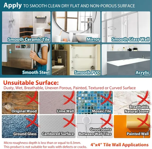 Miniatura 6 de TAILI - Barras de sujeción para la ducha con ventosa, paquete de 2 unidades, de 16 pulgadas, resistente y removible, sin taladro, impermeable