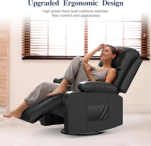 Miniatura 7 de Furnimat Juego de sofá reclinable con 2+1 piezas para sala de estar, sofá reclinable de 2 plazas en cuero, 1 silla reclinable con asiento de sofá