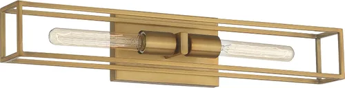 Miniatura 6 de Quoizel LGN8624WS Leighton - Lámpara de pared para baño, 2 luces, 200 vatios, latón desgastado (5 pulgadas de alto x 24 pulgadas de ancho)
