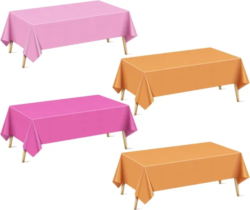 Miniatura 50 de Mantel rectangular de la serie azul y verde, 4 piezas, 54 x 72 pulgadas, color sólido, impermeable y a prueba de derrames, mantel de plástico