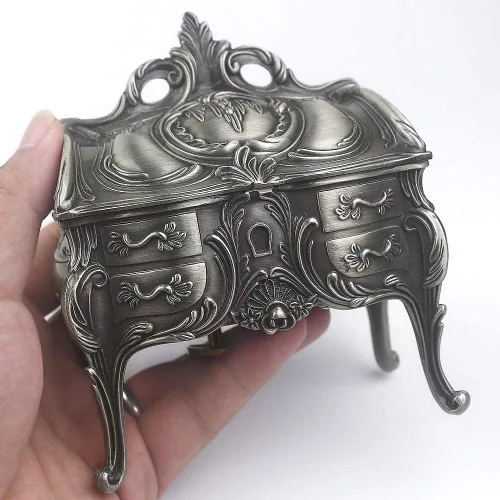 Miniatura 18 de ROSIKING Caja de música de aleación de metal en relieve y caja de música con movimiento dorada para Navidad/Cumpleaños/Día de San Valentín