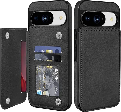 Miniatura 12 de Bizzib para Google Pixel 6A Funda de cuero tipo cartera con tarjetero, cubierta tipo libro con pata de pie, cierre magnético, funda protectora a