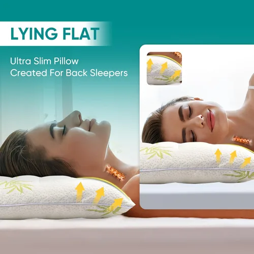 Miniatura 3 de MINUPWELL Almohadas ultra finas, almohadas planas para dormir delgadas, almohadas de cama delgadas 7D de alto soporte de 2.5 pulgadas de altura