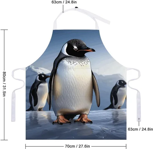 Miniatura 2 de Personalized Penguin Adult Apron, Kitchen Cooking Aprons for Woman Man, Adjustable Bib Apron with Pocket for Baking, BBQ Crafting Outdoors, Dining