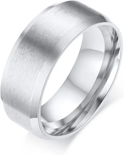 Anillo básico mate cepillado para hombre de 0.157 in, 0.236 in, 0.315 in, 0.394 in, anillos de acero inoxidable negroazulplateado para hombres y