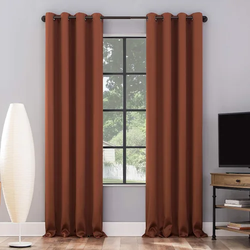 Sun Zero Nordic - Juego de 2 paneles de cortinas tipo blackout con ojales, 100 % opacas, calidad de teatro, 52 x 96 pulgadas, terracota