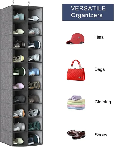 Miniatura 7 de coastal rose Organizador colgante de zapatos para armario, 20 secciones organizadores colgantes de armario y estantes de almacenamiento, soporte