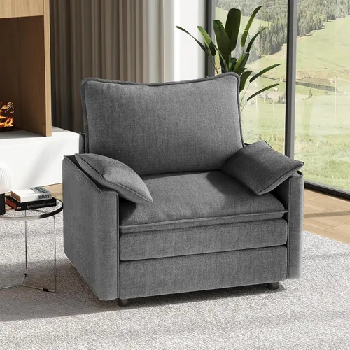 Miniatura 25 de Vesgantti 2 Piece Loveseat & 3 Seater Sofa Set, Modular Cloud Couch, Beige