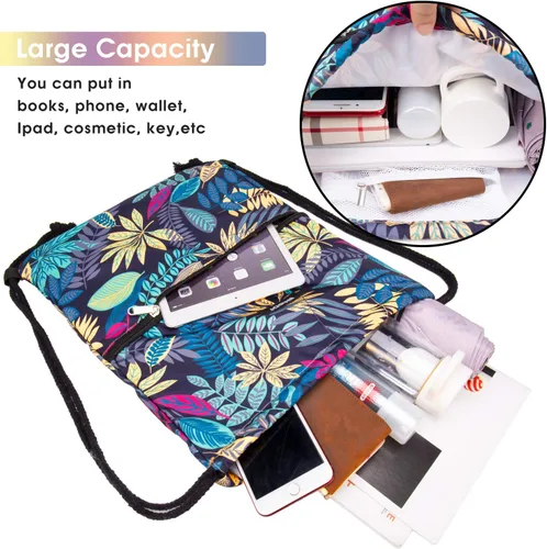 Miniatura 2 de WANDF - Mochila de nailon con cordón, resistente al agua, para gimnasio, compras, deporte, yoga