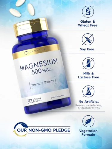 Miniatura 5 de Carlyle Óxido de magnesio 500 mg 300 cápsulas recubiertas Suplemento vegetariano, sin OMG y sin gluten