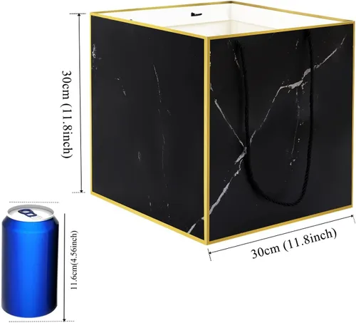Miniatura 5 de 2 bolsas de regalo grandes negras, bolsa de regalo negra de 11.8 pulgadas, bolsas de regalo de cumpleaños de mármol negro para hombres, bolsas