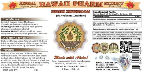 Miniatura 2 de Hawaii Pharm Extracto líquido de Reishi – Tónico de emperadores, grado profesional, tintura de hongos Reishi hechos a mano en lotes pequeños