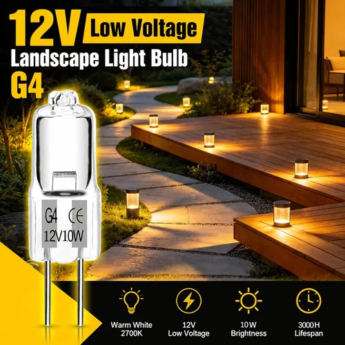 Miniatura 3 de SCNNC JC - Bombilla halógena tipo G4 de 12 V, 10 W, bajo voltaje, bombilla de paisaje, bombillas T3 bi-pin para reemplazo de luces de camino, RV