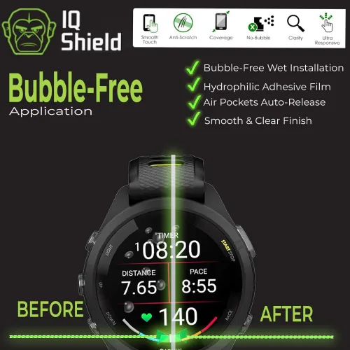 Miniatura 2 de IQShield Paquete de 6 protectores de pantalla para Garmin Forerunner 265s (1.654 in): fácil instalación, ultra fino, antiarañazos, película de TPU