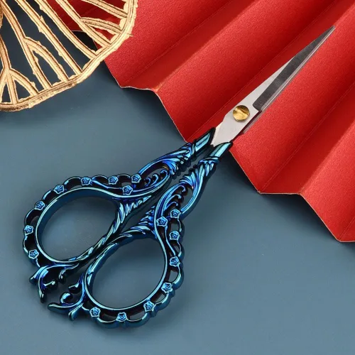Miniatura 2 de Jasni Tijeras de Bordado Bonitas de 5 Pulgadas Pequeñas para Costura y Artesanía Acero Inoxidable Mango Vintage de Flor de Durazno para Herramientas