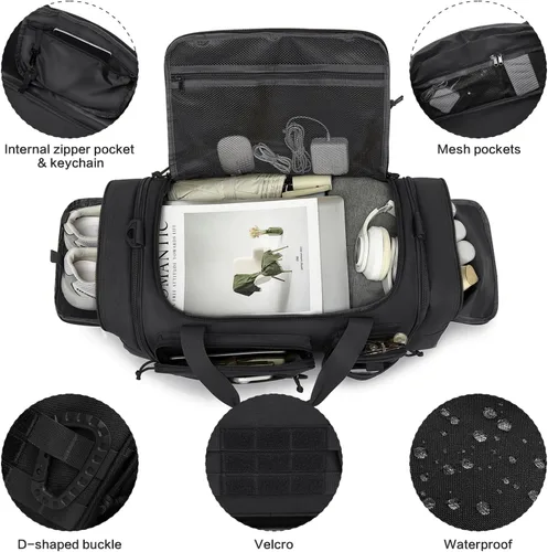 Miniatura 3 de Mochila táctica para gimnasio y viaje, mochila multifuncional para hombre, 45L, bolsa de lona deportiva militar con compartimento para zapatos