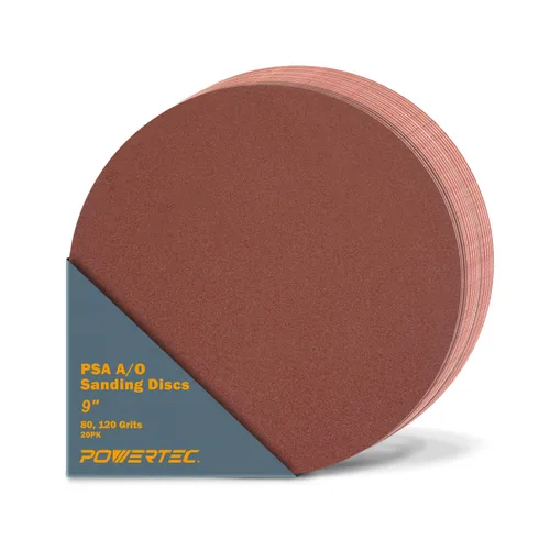 Miniatura 11 de POWERTEC 10 discos de lijado PSA de grano 100 de 9 pulgadas, papel de lija autoadhesivo de 9 pulgadas, para paneles de yeso, carpintería, pintura