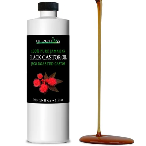 GreenIVe Aceite de ricino negro jamaicano JBCO cultivado orgánicamente 100% puro, ideal para cabello y usos tópicos (16 onzas)