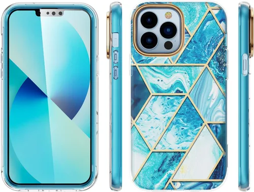 Miniatura 7 de Asuwish Funda de teléfono para iPhone 13 Pro Max 2021 de 6.7 pulgadas con protector de pantalla, híbrida, lindo mármol, cuerpo completo, duro