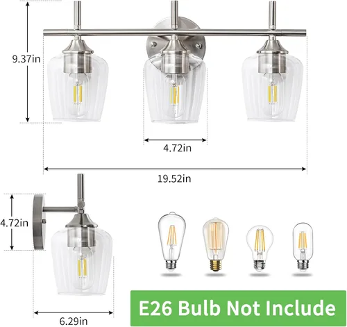 Miniatura 5 de Accesorios de luz de baño de 2 luces, Luz de tocador moderna negra, Lámpara de pared de baño para espejo, cocina, dormitorio, pasillo, sala