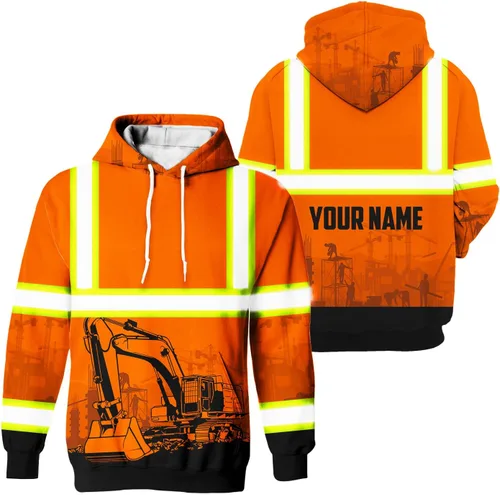 Miniatura 32 de Sudadera con capucha de alta visibilidad para hombres - Colección de trabajos con nombre personalizado Clase 3 Ropa de trabajo reflectante