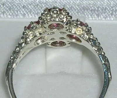 Miniatura 5 de Anillo de plata de ley 925 con ópalo auténtico y turmalina rosa para mujer