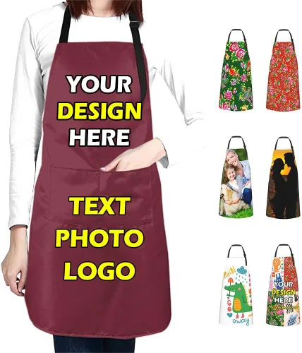 Miniatura 34 de Delantales impermeables personalizados para diseñar tu propia imagen, logotipo, texto, añadir fotos, delantal para cocinar hornear, 33 x 27.5