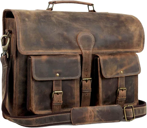Maletín de cuero 18 pulgadas portátil bolso de mensajero para hombres y mujeres mejor bolso de oficina