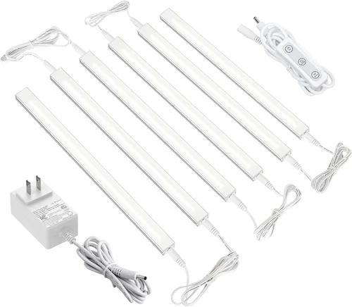 Miniatura 11 de ASOKO Iluminación LED regulable para debajo del armario para cocina, 6 barras de luz LED de 12 pulgadas, luz LED de armario blanca cálida 3000 K, 12