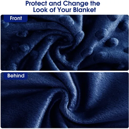 Miniatura 4 de Acdyion Funda de Edredón con Peso para Adultos Tamaño Individual (48"x72"), Funda de Manta Pesada con Minky Suave, Lavable a Máquina Z (azul marino)