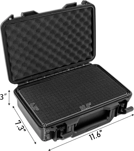 Miniatura 2 de Estuche de transporte duro, caja de almacenamiento a prueba de golpes con espuma personalizable, caja de herramientas protectora portátil de 11