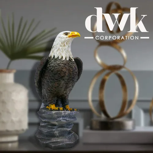Miniatura 6 de DWK - Libertad - Majestuosa Estatua de escritorio de águila calva americana sobre roca, escultura patriótica de Estados Unidos, librero de oficina