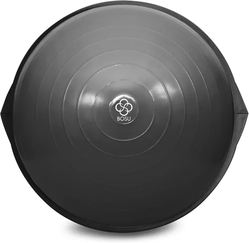 Bosu Pro Multifuncional Equipo de Gimnasio en Casa para Fuerza de Equilibrio de Cuerpo Completo con Entrenamientos Guiados y Bomba Gris/Negro