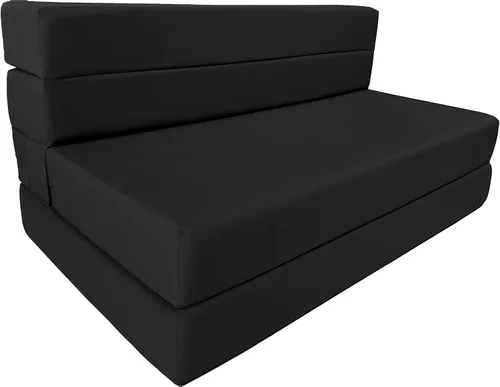 D&D Futon Furniture Colchón plegable de espuma, tumbona para silla, sofá cama de estudio, tamaño Queen 80 x 60 x 6 pulgadas (negro)