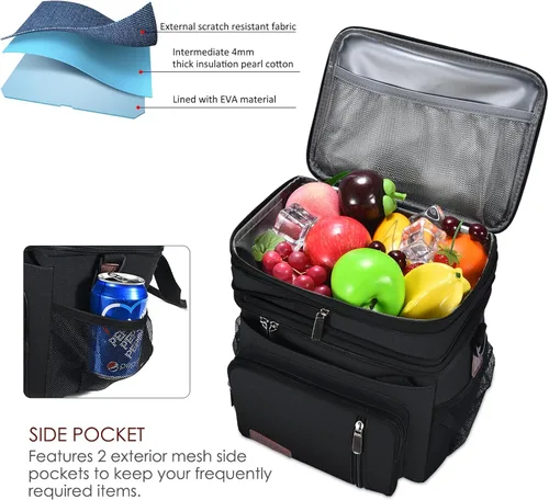 Miniatura 7 de MIYCOO – Bolsa de almuerzo y lonchera para hombres y mujeres, bolsa de almuerzo doble con aislamiento a prueba de fugas, suave y grande, lonchera