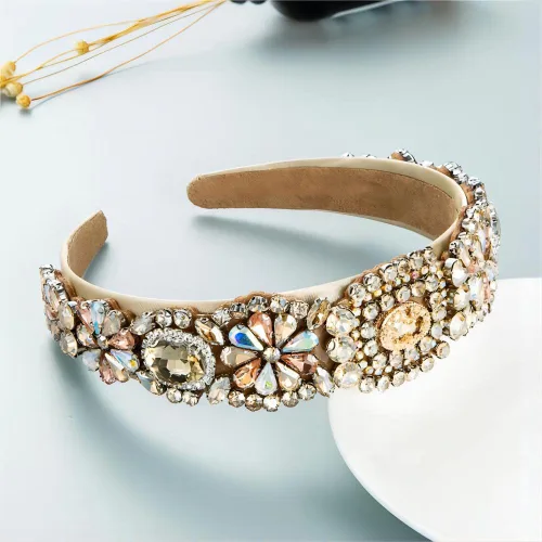 Miniatura 6 de Diadema de moda para mujer, hermosa diadema retro con diamantes de imitación de cristal, accesorios para mujeres y niñas (diadema 3)
