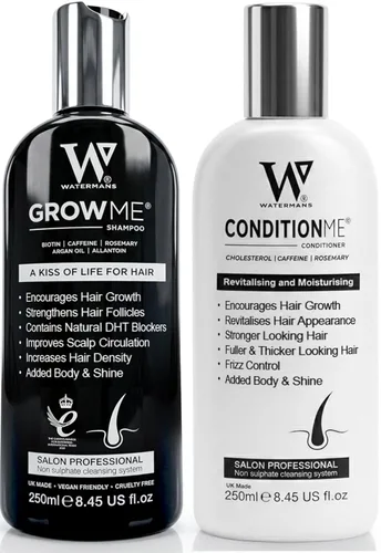 Champú y acondicionador para el crecimiento del cabello de Watermans. Paquete combinado. El mejor sistema de crecimiento del cabello para hombres y