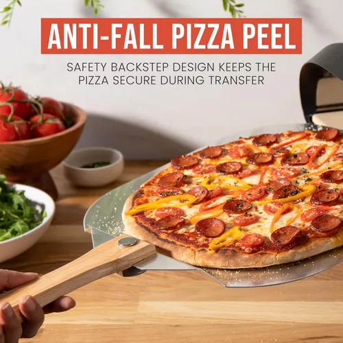Miniatura 6 de Pomodoro pala para pizza de aluminio con asa de madera plegable para guardar fácilmente, de 12" x 14", para cocinar pan y pizzas en el hogar