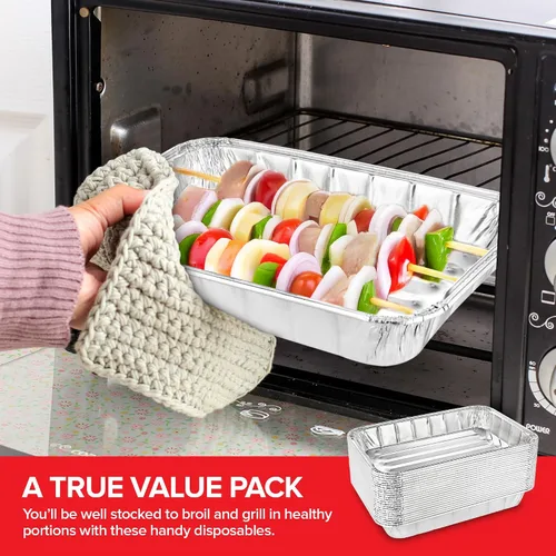 Miniatura 7 de Stock Your Home Paquete de 25 mini sartenes para horno tostador, porción individual, para uso personal y dormitorios, 8.5 x 6 pulgadas, ideal