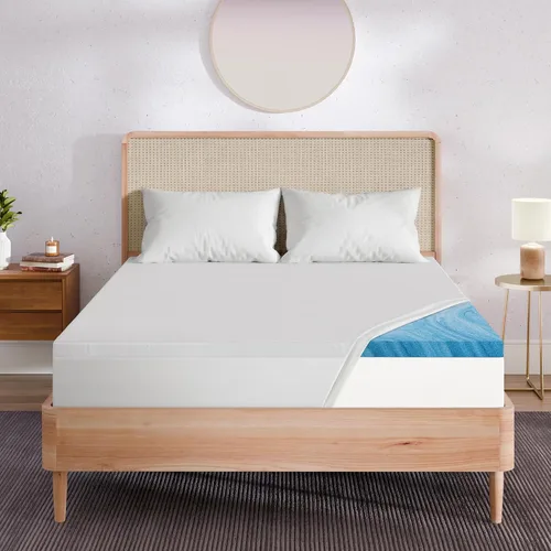 Miniatura 15 de Sleep Innovations - Cubrecolchón de gel de confort con espuma viscoelástica de memoria de doble capa, 4 pulgadas, tamaño California King, funda