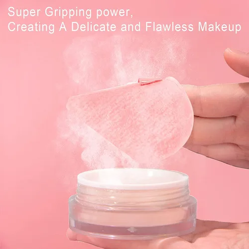 Miniatura 4 de 2 piezas EVAOUXIU esponjas triangulares para polvo facial, esponjas suaves y mullidas para polvo compacto, esponjas cosméticas de terciopelo para 1