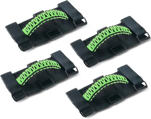 Miniatura 32 de Savadicar Paquete de 4 Asas de Agarre de Barra Enrollable Compatible con 1955-2023 Jeep Wrangler CJ YJ TJ JK JL 4XE & Gladiator JT, Soporte de Negro