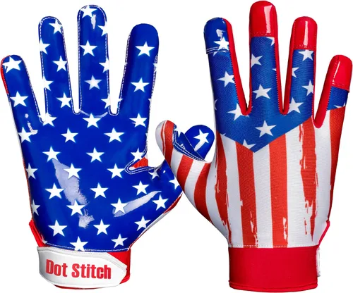 Guantes de fútbol con la bandera estadounidense, guantes receptores de silicona para hombres, guantes receptores de fútbol con bandera de EE. UU.,
