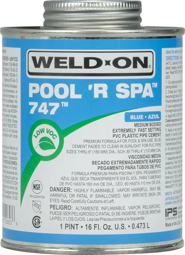 Weld-On 10853 747 Pool 'R Spa - Cemento solvente de PVC de cuerpo medio de alta resistencia, ajuste extremadamente rápido y bajo contenido de