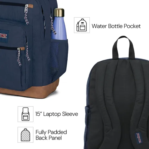 Miniatura 3 de JanSport Mochila genial con funda para laptop de 15 pulgadas, mochila grande para computadora con 2 compartimentos, correas ergonómicas, Azul Azul