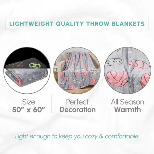 Miniatura 4 de Elegant Comfort Manta ligera que brilla en la oscuridad, ultra suave, mullida y acogedora, manta luminosa decorativa para todas las estaciones